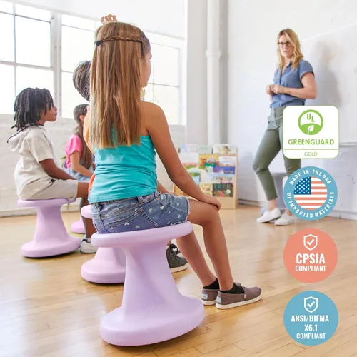 Miniatura 6 de ECR4Kids Taburete tambaleante Twist, altura del asiento 14 pulgadas, asientos activos, morado claro Púrpura claro