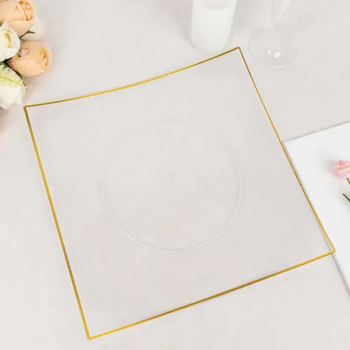 Miniatura 13 de Efavormart - Paquete de 10 platos llanos cuadrados de plástico duro cóncavo de 8 pulgadas, platos desechables para fiestas