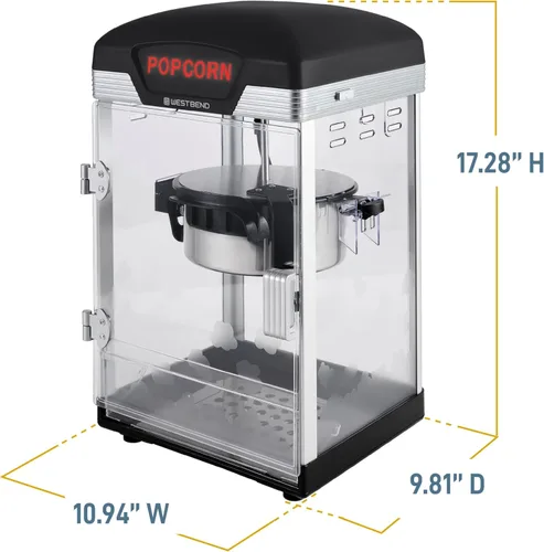 Miniatura 6 de West Bend Stir Crazy pochoclera de estilo cine, máquina de hacer palomitas gourmet con caldera antiadherente y cuchara para palomitas para máquina