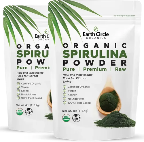 Miniatura 11 de Earth Circle Organics Espirulina en polvo, Kosher, cruda y no irradiada Proteína vegana pura Superalimento energético premium, alto