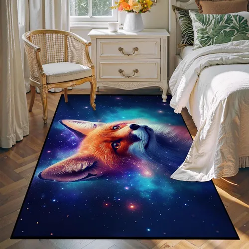 Miniatura 10 de Alfombra de Área Galaxia de 5' x 7', Dormitorio Sala de Estar para Niñas Niños Varones Alfombra Nebulosa Vórtex Tapetes Púrpura Azul Nube galaxy 1