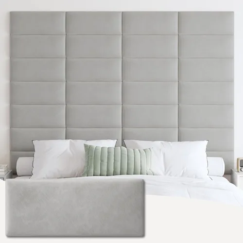 Miniatura 13 de IFNOW Cabecera tapizada para montar en la pared, paneles de pared 3D insonorizados, cabecero autoadhesivo para tamaño Queen, decoración del hogar