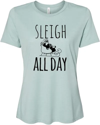 Miniatura 11 de Cute Women's Screen Printed Crew Neck Tee, Shirts With Sayings, Dusty Blue or Olive