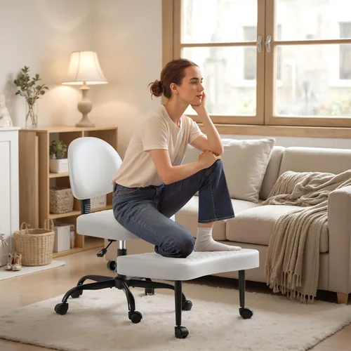 Miniatura 13 de Homall Silla ergonómica de escritorio de oficina con patas cruzadas con ruedas, giratoria de 360° y altura ajustable para meditación y TDAH, silla