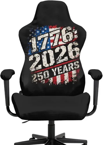 Miniatura 6 de Fundas para silla de videojuegos de 250 aniversario, 4 piezas, cómodas, ergonómicas, para oficina, fundas giratorias de poliéster, decoración