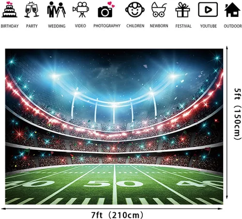 Miniatura 6 de Telón de fondo de campo de fútbol, estadio deportivo, auditorio, fondo de fotografía, decoración de fiesta temática de fútbol, pancarta de mesa