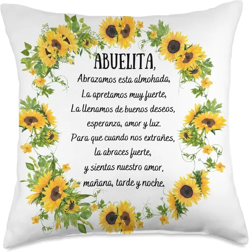 Regalos para Abuelita Abuela Best Gifts Regalo Almohada Abuela Regalo para Abuelita Flores - Almohada de 18 x 18 pulgadas, multicolor