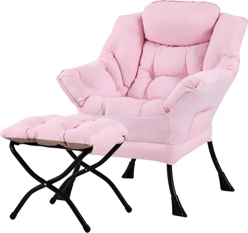 Miniatura 12 de Tiita - Sillón reclinable con otomana, grande, moderno, silla de ocio, de lectura, con reposapiés, para dormitorio, sala de estar, dormitorios, Gris