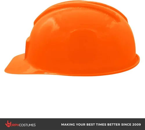 Miniatura 5 de Casco de construcción de plástico para adultos, sombrero duro de ingeniero, accesorio de disfraz de trabajador de carretera de constructor, Naranja