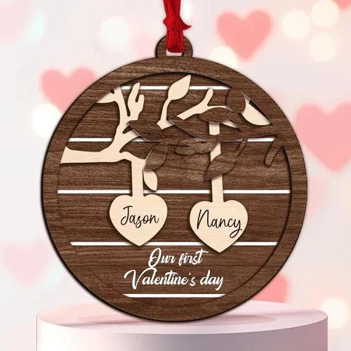 Miniatura 14 de Adorno personalizado para el primer aniversario, recuerdo romántico de corazón de cerámica con nombres y año, regalo para parejas, decoración única
