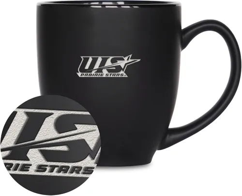 Miniatura 395 de Rico Industries - Taza de cerámica mate negra con grabado láser estándar de 15oz para NCAA (escuelas T & U) - Para bebidas calientes o frías