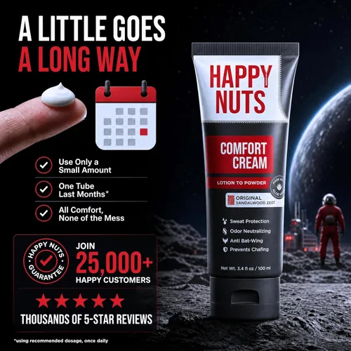 Miniatura 5 de HAPPY NUTS Desodorante en crema Comfort para hombres: defensa del sudor antirozaduras, control de olores, sin aluminio, esencial de viaje