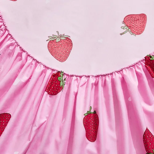 Miniatura 6 de LAMEJOR Juego de sábanas rosadas, tamaño individual, diseño de fresa roja Kawaii con bolsillos profundos de 14 pulgadas de profundidad, 4 piezas, 1