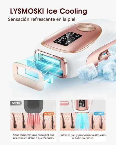 Miniatura 8 de LYSMOSKI Depilación láser, depilación IPL con sistema de enfriamiento de hielo para un resultado indoloro y duradero, dispositivo removedor de vello
