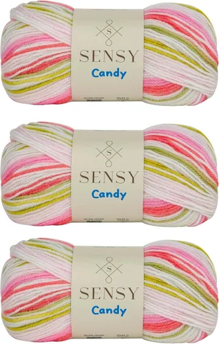Miniatura 30 de Sensy Candy Yarn - Hilo de 5 madejas, 3.5 onzas, 251 yardas, multicolor para ganchillo y tejido, calibre ligero 3