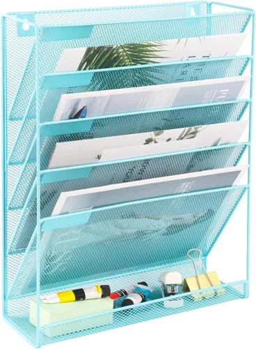 Miniatura 26 de EASEPRES Organizador de Archivos de Escritorio de Malla de 4 Niveles, Soporte de Organización de Documentos Colgante para Montaje en Pared, Estante
