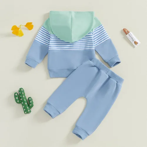 Miniatura 300 de Conjunto de ropa de otoño e invierno para bebé y niño, sudadera larga con capucha y pantalones para niños pequeños, 6, 12, 18, 24 meses, 2T