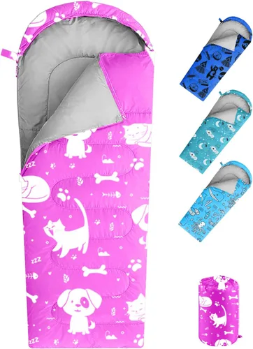 KidzAdventure Mummy Style 32 – 59F Saco de Dormir para Niños con Funda de Almohada, 4 Estaciones, Ligero y Estilo Mochilero, Ideal para Acampar,
