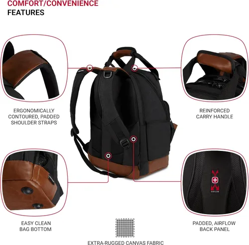 Miniatura 2 de SwissGear Mochila de bolsa de herramientas, se adapta hasta, Negro/marrón lona, Mediana, Negocios