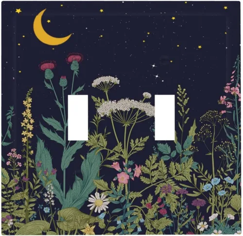 Miniatura 116 de Cubierta de Interruptor de Luz de 1 Gang con Flores Silvestres Bohemias, Hierbas, Floral, Decorativa, Planta Botánica, Naturaleza, Acuarela, Placa
