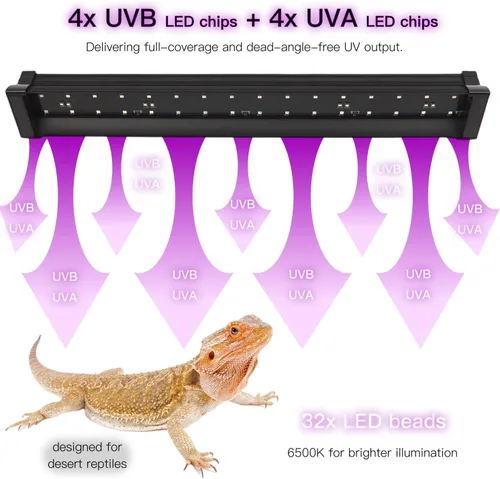 Miniatura 2 de Luz LED UVB para reptiles – Lámpara UV lineal UVB10.0 de 16 pulgadas y 18 W para dragones barbudos, tortugas y lagartos – Tira de barra UVB