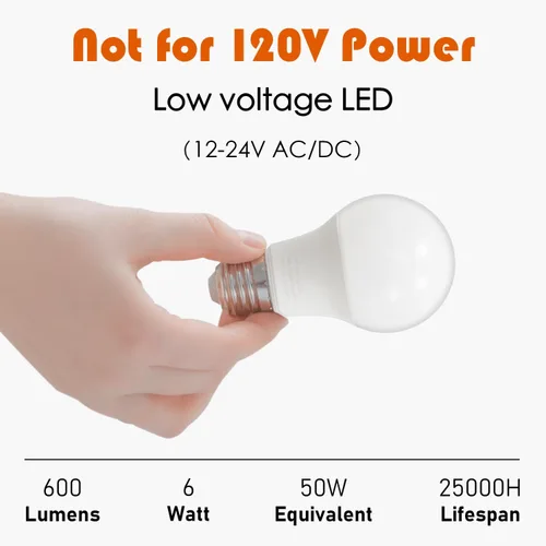 Miniatura 3 de Maelsrlg Bombilla LED de 12 V, 6 W (equivalente a 50 W), blanco cálido 3000 K, 12 V-24 V CA/CC, 600 lúmenes, no regulable, bombillas LED A19 de 12 V