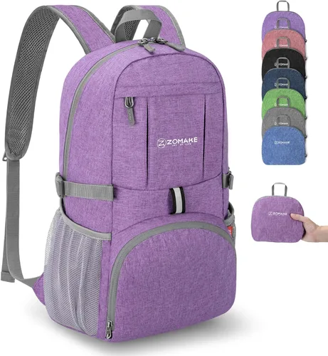Miniatura 27 de ZOMAKE Mochila ultraligera plegable de 20L, mochilas plegables pequeñas resistentes al agua para senderismo, mochila de día colapsable para mujeres