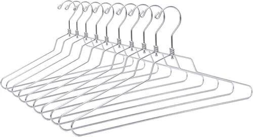 Perchas de metal de calidad, gancho giratorio, acero inoxidable, resistente, ropa de alambre, 10 estándar, 17 pulgadas