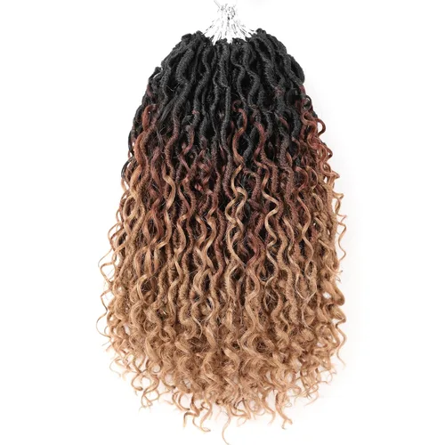 Miniatura 16 de Aipin Goddess Cabello de Ganchillo de 18 Pulgadas Boho River Locs Hippie Locs Ondulado de Ganchillo Con Cabello Rizado en el Medio y Extremos 613
