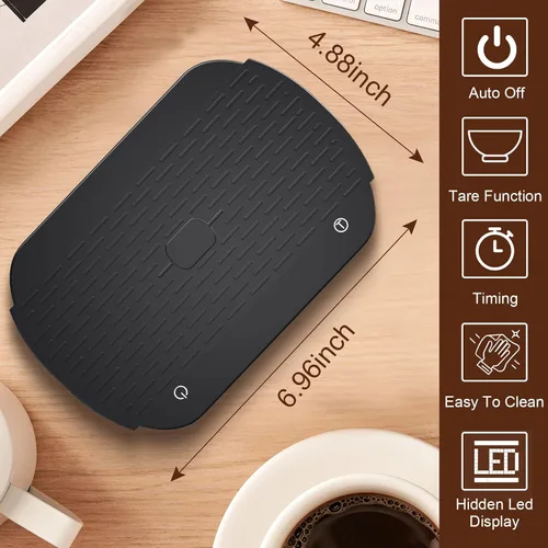 Miniatura 8 de Báscula de café con temporizador, báscula de café espresso recargable, báscula digital de alta precisión de 6.6 lbs/0.00 oz, báscula de alimentos