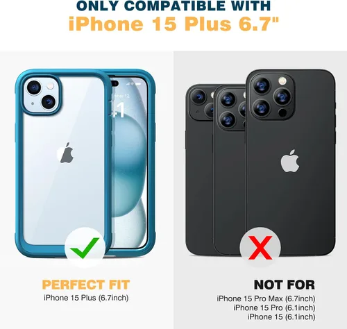 Miniatura 2 de Diaclara - Funda diseñada para iPhone 15 Plus de 6.7 pulgadas, carcasa de parachoques resistente de cuerpo completo transparente con protector