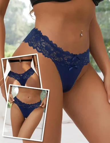 Miniatura 70 de ohyeah Tangas sexy de encaje tangas bragas de tiro bajo ropa interior para mujer de algodón entrepierna braga tangas bragas 4-18