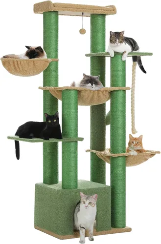 Miniatura 12 de Árbol para gatos resistente de 67 pulgadas para gatos grandes adultos de interior, torre XXL para gatos con 13 postes rascadores gruesos (φ4.3)