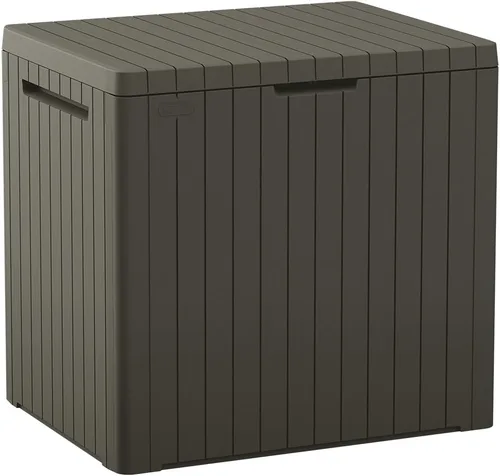 Miniatura 13 de Keter City - Caja de almacenamiento exterior de resina de 30 galones y mesa auxiliar de muebles de patio para accesorios de piscina y jardín