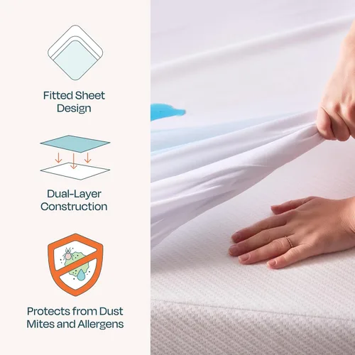 Miniatura 3 de Linenspa - Protector de almohada impermeable, sin vinilo, tamaño individual, liso, de 5 caras