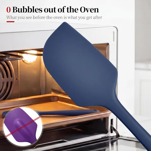 Miniatura 4 de Espátulas resistentes al calor de 600ºF, juego de raspadores de silicona de cocina sin semless para cocinar, hornear, mezclar, raspar, agitar, Azul