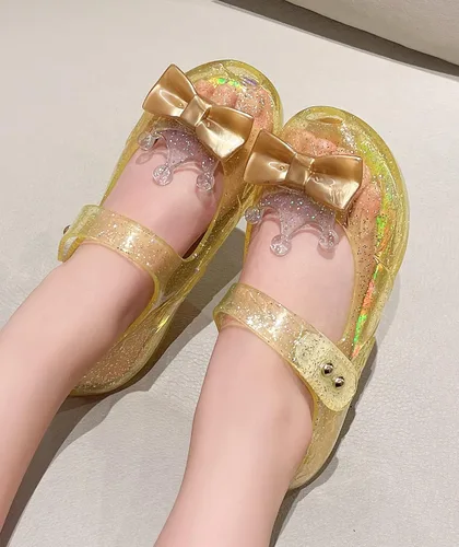 Miniatura 2 de Zapatos de gelatina para niñas, sandalias planas de vestir de princesa para niños, cosplay, gelatinas transparentes con purpurina Mary Janes