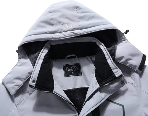 Miniatura 5 de Pooluly - Chaqueta impermeable de invierno, esquí, snowboard, para hombre, con capucha, rompevientos.