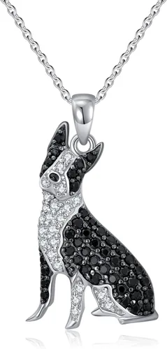 Miniatura 55 de Collares con colgante de perro de plata de ley S925 – 24 razas corgi/husky/labrador/pastor para mujer
