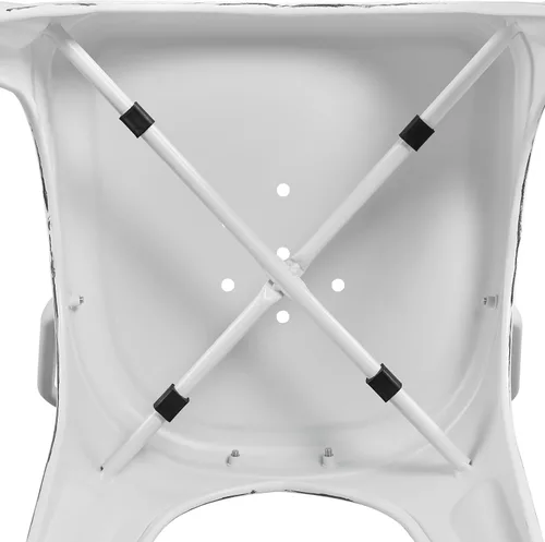 Miniatura 6 de Yaheetech Juego de 4 sillas de comedor de metal, sillas de patio apilables con marco de metal y respaldo para Blanco gastado