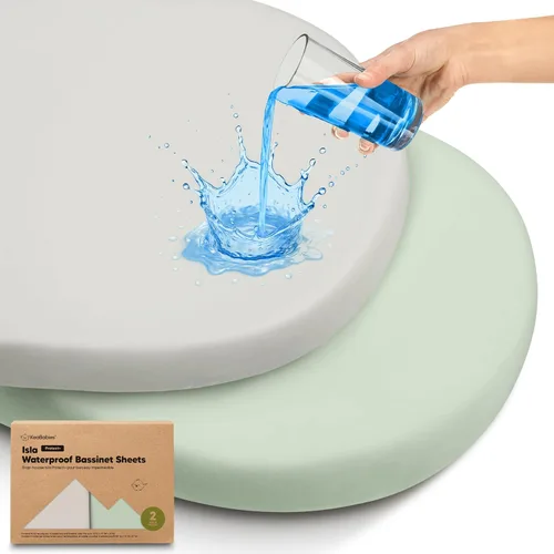 Miniatura 23 de Paquete de 2 sábanas de moisés para bebé niña y niño - 33x17 viscosa derivada de bambú, sábanas ajustables para colchón de moisés junto a la cama
