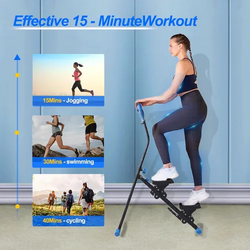 Miniatura 2 de Máquina paso a paso con asas ajustables, máquina de ejercicio paso a paso compacta con pantalla LCD para entrenamiento cardiovascular en casa Negro