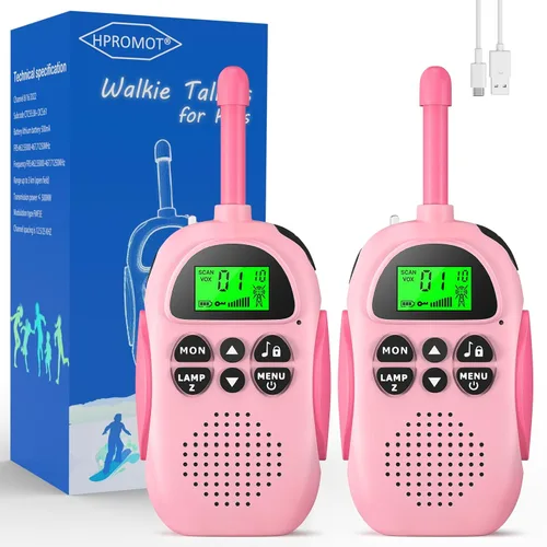 Miniatura 11 de HPROMOT Walkie Talkies para niños recargables, juguetes para niños de 3 a 12 años, niños y niñas, paquete de 2 unidades de radios de dos vías