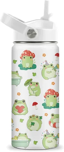 Miniatura 22 de Axolotl - Botella de agua de 12 onzas con tapa con pajilla, botella de agua de acero inoxidable con diseño de ajolotes para niñas, taza aislada
