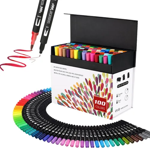 hhhouu Marcadores de punta fina de 100 colores de doble punta para adultos, juego de marcadores artísticos para colorear para adultos, dibujos,