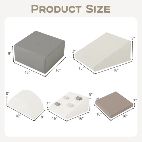 Miniatura 7 de Olakids Juguetes de escalada para niños pequeños, 6 piezas de bloques de espuma para bebés, juego suave con cuero PU, estructura de actividad