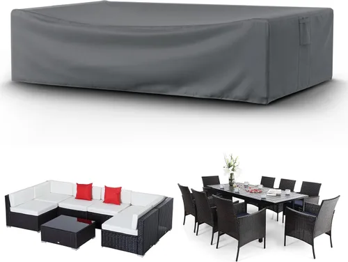 Miniatura 11 de Cubiertas para muebles de patio STARTWO impermeables, resistentes a los rayos UV, resistentes a los desgarros, resistentes para 7-12 asientos