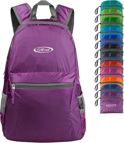 Miniatura 11 de G4Free Mochila ligera plegable de 20L, mochila de senderismo para viajes, mochila de día plegable para hombres y mujeres Naranja