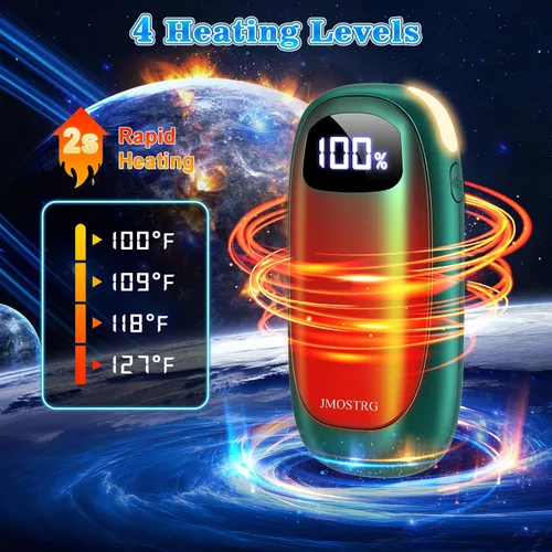Miniatura 3 de Calentadores de manos recargables, paquete de 2, calefacción eléctrica de doble cara con pantalla LED y linterna, máximo 127 ℉, calentador