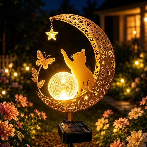 Miniatura 10 de Luces solares decorativas para exteriores, diseño de luna, perro, mariposa, estaca solar, regalos de cumpleaños para mujeres, mamá, abuela